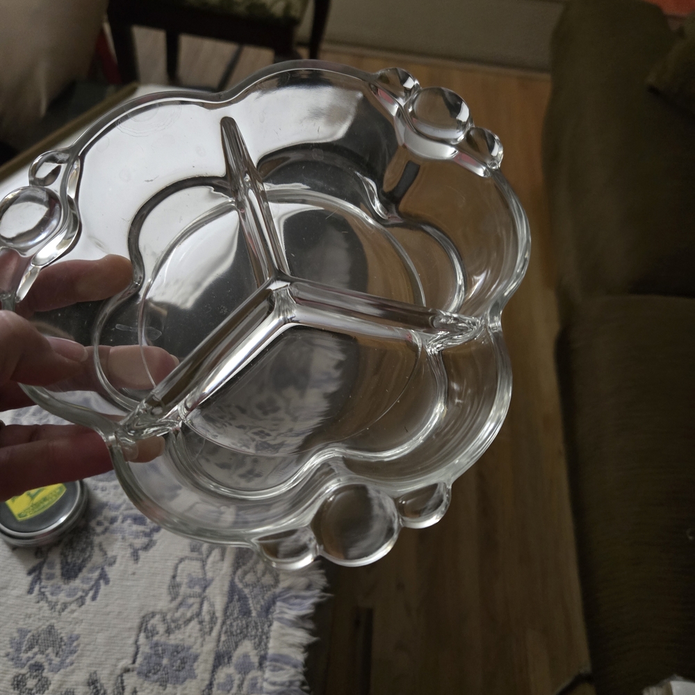 Elegant Clear Glass Divided Serving Dish